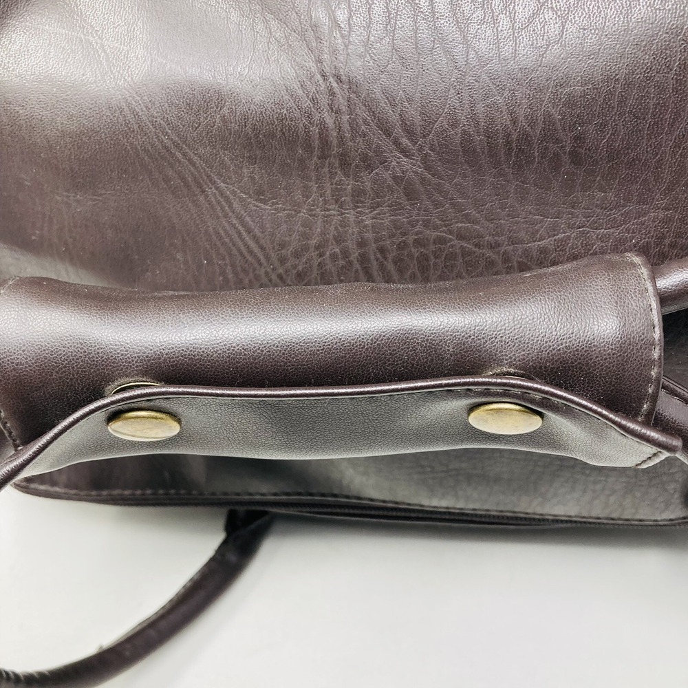 KARL LAGARFELD PARFUMS Duffle Bag Brown faux leather large travel Gym Bag 18x13" - Picture 11 of 14